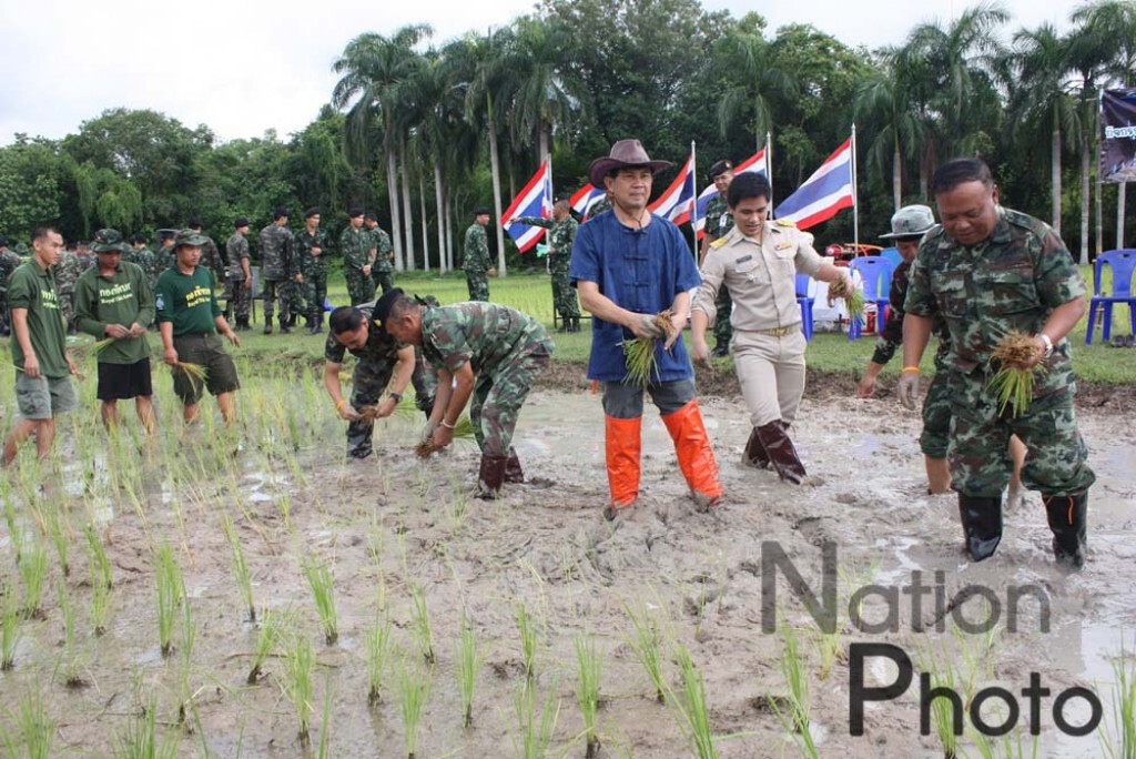 ผู้การทหารนำกำลังพล "ปลูกข้าววันแม่ เกี่ยวข้าววันพ่อ"