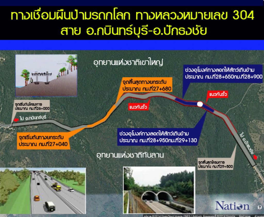 ปัดฝุ่นทางหลวง 304 เชื่อมสะพาน-อุโมงค์ แก้ปัญหาสัตว์ป่า