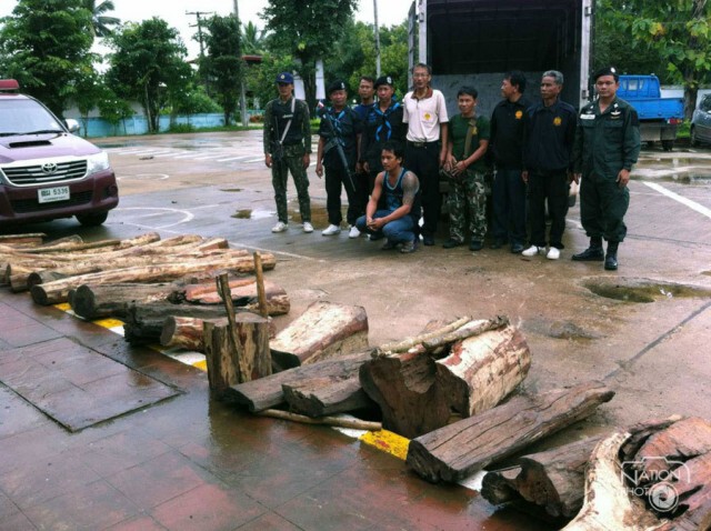 จับหนุ่มรับจ้างแม่ค้าลาว ขนไม้พะยูง