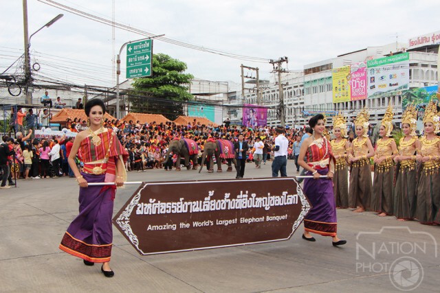 สุรินทร์- เลี้ยงอาหารช้างก่อนเปิดแสดงพรุ่งนี้