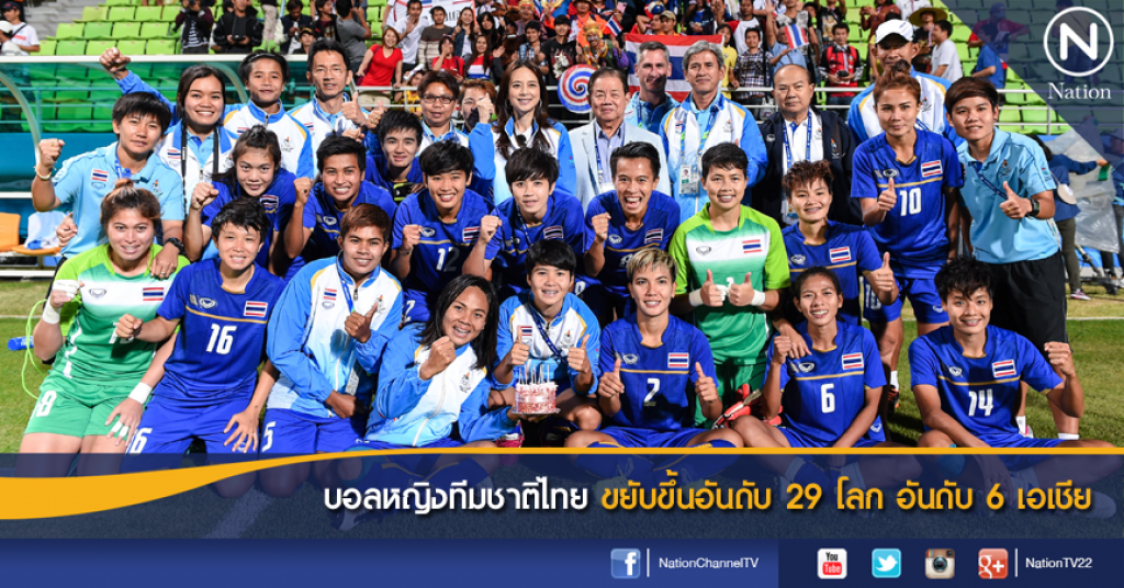 บอลหญิงทีมชาติไทย ขยับขึ้นอันดับ 29 โลก  อันดับ 6 เอเชีย