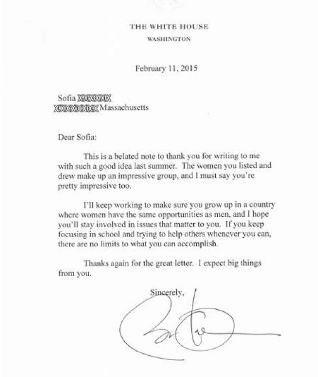 หนูน้อยวัย 9 ขวบเขียนจดหมายถามโอบามา ทำไมธนบัตร ถึงมีแต่ภาพ"ผู้ชาย" ไม่มีภาพ "ผู้หญิง"