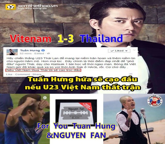 แฟนบอลไทย แห่แชร์ภาพแซว "ซุปตาร์เวียดนาม" โกนหัว