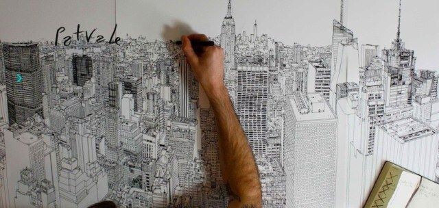 ตะลึง! ศิลปินอังกฤษ วาดทิวทัศน์นิวยอร์คด้วยปากกาด้ามเดียว