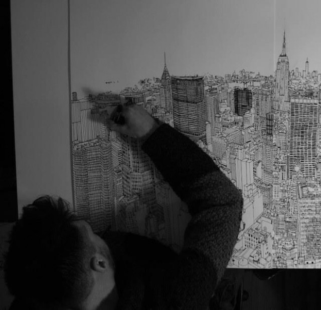 ตะลึง! ศิลปินอังกฤษ วาดทิวทัศน์นิวยอร์คด้วยปากกาด้ามเดียว