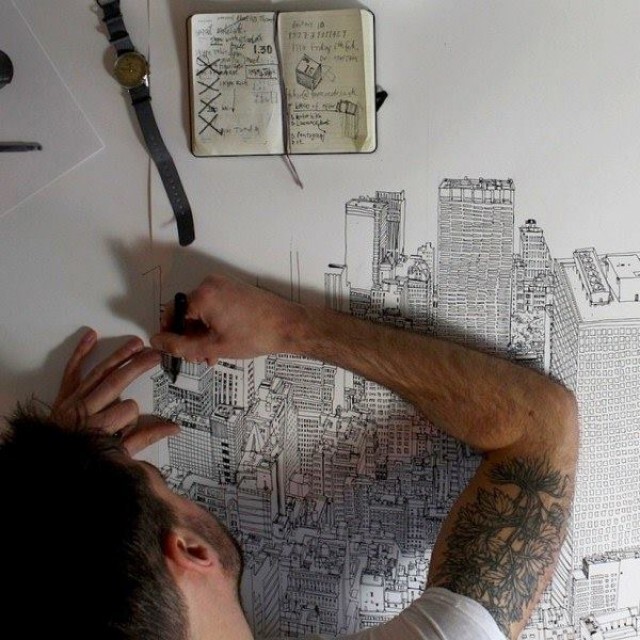 ตะลึง! ศิลปินอังกฤษ วาดทิวทัศน์นิวยอร์คด้วยปากกาด้ามเดียว
