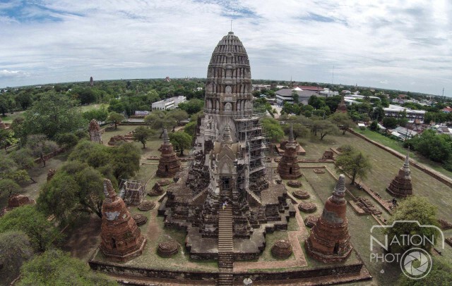 ภาพชุดมุมสูง กรมศิลปากรบูรณะวัดมงคลบพิตรหลังเสียหายจากน้ำท่วมครั้งใหญ่ปี 54
