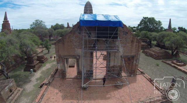 ภาพชุดมุมสูง กรมศิลปากรบูรณะวัดมงคลบพิตรหลังเสียหายจากน้ำท่วมครั้งใหญ่ปี 54