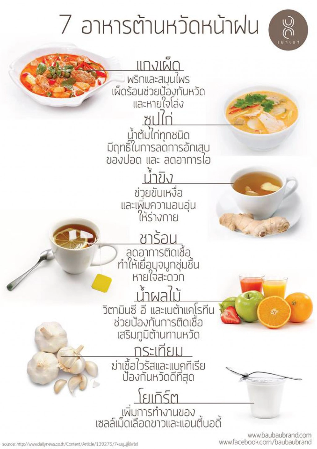 มารู้จัก 7 อาหารต้านโรคหวัดในหน้าฝน