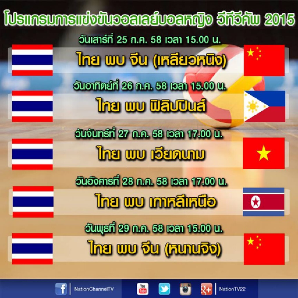 ส่งใจเชียร์ทัพวอลเลย์บอลสาวไทยยู-23 ลุยวีทีวีคัพ