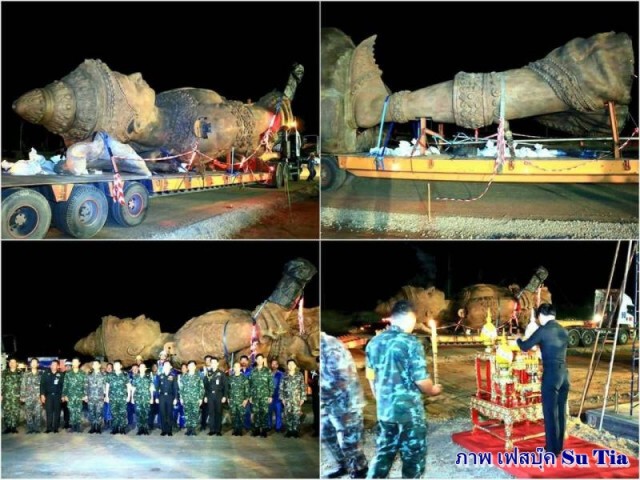พระบรมราชานุสาวรีย์ "พ่อขุนรามคำแหงฯ" เคลื่อนย้ายถึงอุทยานราชภักดิ์แล้วองค์แรก