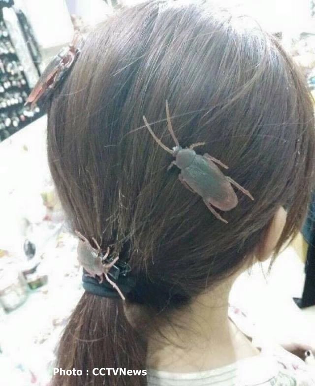 เทรนด์สุดแปลก! สาวจีนฮิต "กิ๊บติดผมรูปอาหาร-แมลง"