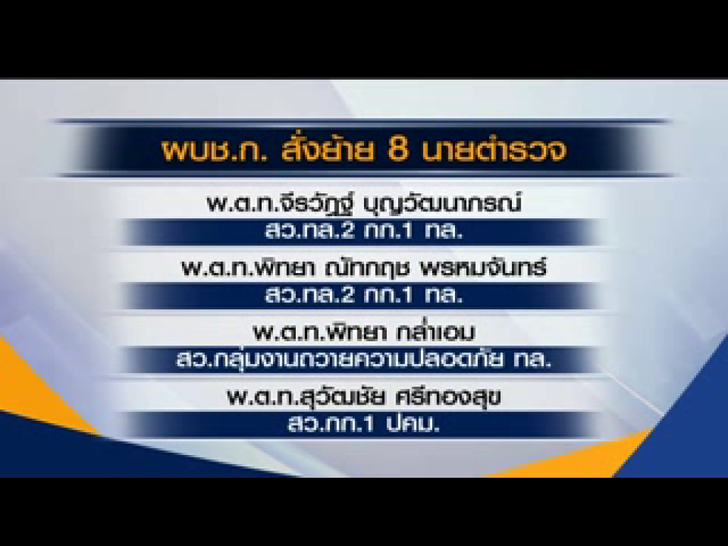 ผบช.ก. ย้ายด่วน 8 นายตำรวจ