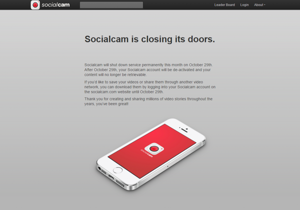 ปิดตำนาน เน็ทไอดอล “Socialcam” ประกาศยุติบริการแล้ว