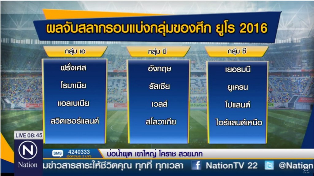 จับติ้วศึกยูโร 2016 แชมป์เก่า"สเปน" ชน "เช็ก" - "เยอรมนี"เจอ"โปแลนด์"