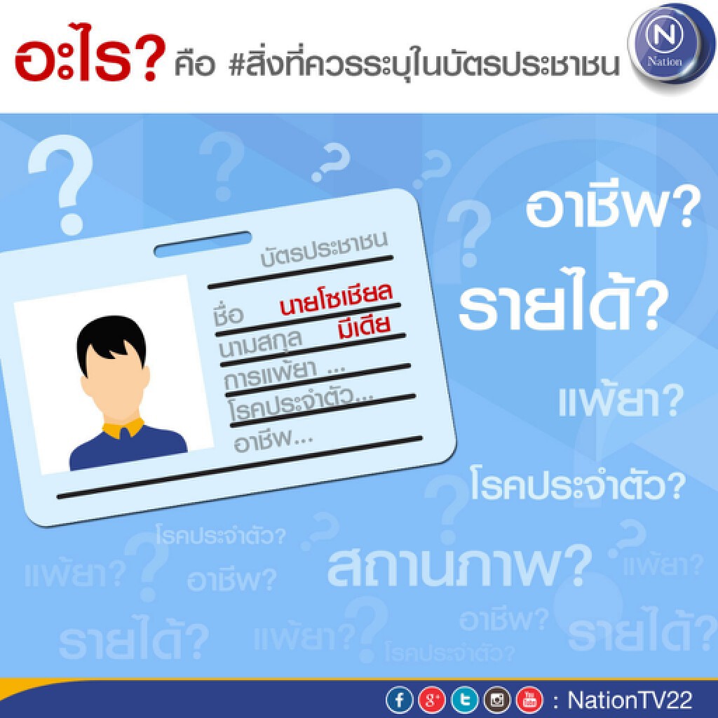 ชาวโซเชียลวิจารณ์ผ่านแท๊ก  #สิ่งที่ควรระบุในบัตรประชาชน