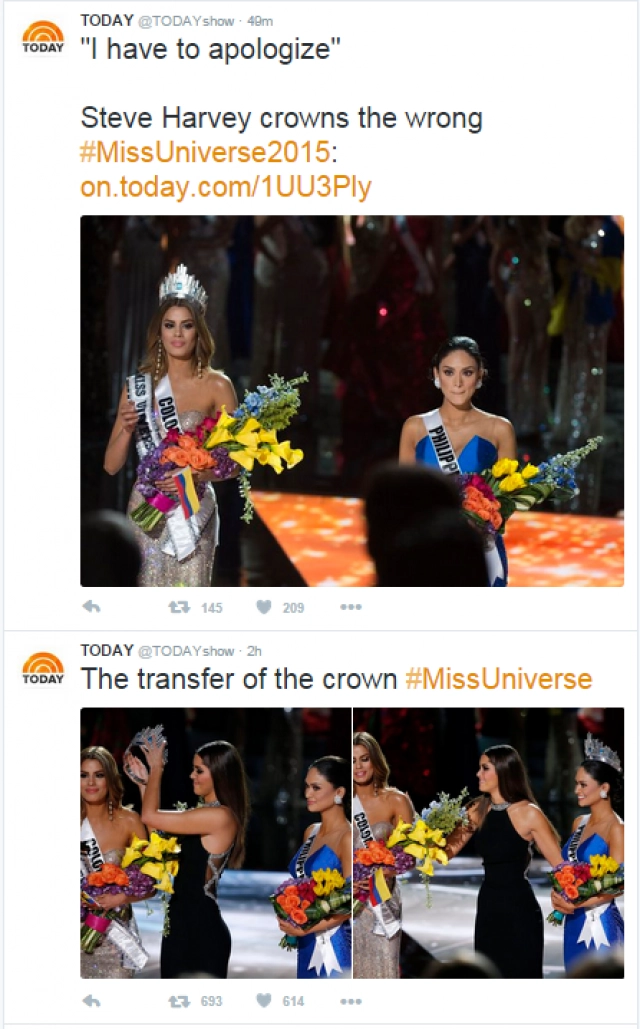 4 ช๊อตเด็ด ดราม่าโลก ประกาศผลผิด  Miss Universe 2015