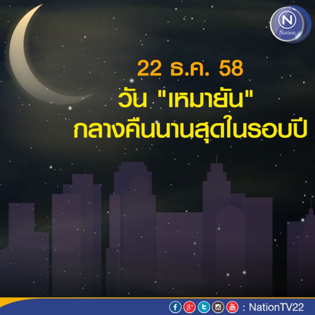 วัน "เหมายัน" กลางคืนนานสุดในรอบปี วัน "เหมายัน" กลางคืนนานสุดในรอบปี