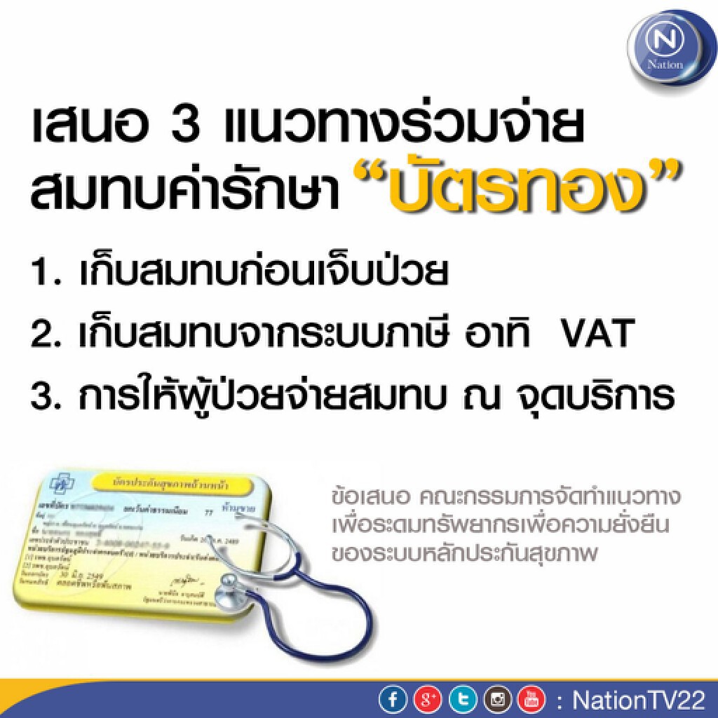 คณะทำงานเสนอ 3 แนวทาง“บัตรทอง” ยันปี 59 ยังใช้ระบบเดิม