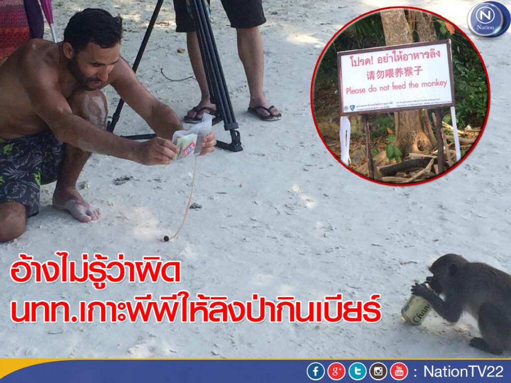 ทำไปได้... นทท.เกาะพีพีให้ลิงป่ากินเบียร์ อ้างไม่รู้ว่าผิด ทำไปได้... นทท.เกาะพีพีให้ลิงป่ากินเบียร์ อ้างไม่รู้ว่าผิด