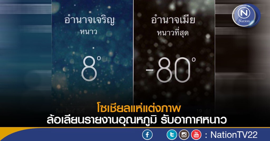 โซเชียลแห่แต่งภาพ ล้อเลียนรายงานอุณหภูมิ รับอากาศหนาว โซเชียลแห่แต่งภาพ ล้อเลียนรายงานอุณหภูมิ รับอากาศหนาว