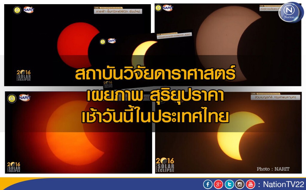 สถาบันวิจัยดาราศาสตร์ เผยภาพ สุริยุปราคา เช้าวันนี้ในประเทศไทย สถาบันวิจัยดาราศาสตร์ เผยภาพ สุริยุปราคา เช้าวันนี้ในประเทศไทย