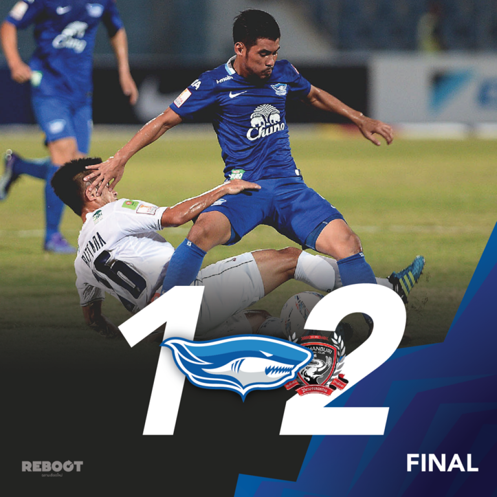 "ฉลามชล" สุดช็อค โดนสุพรรณฯ บุกมาคว้าชัย 2-1