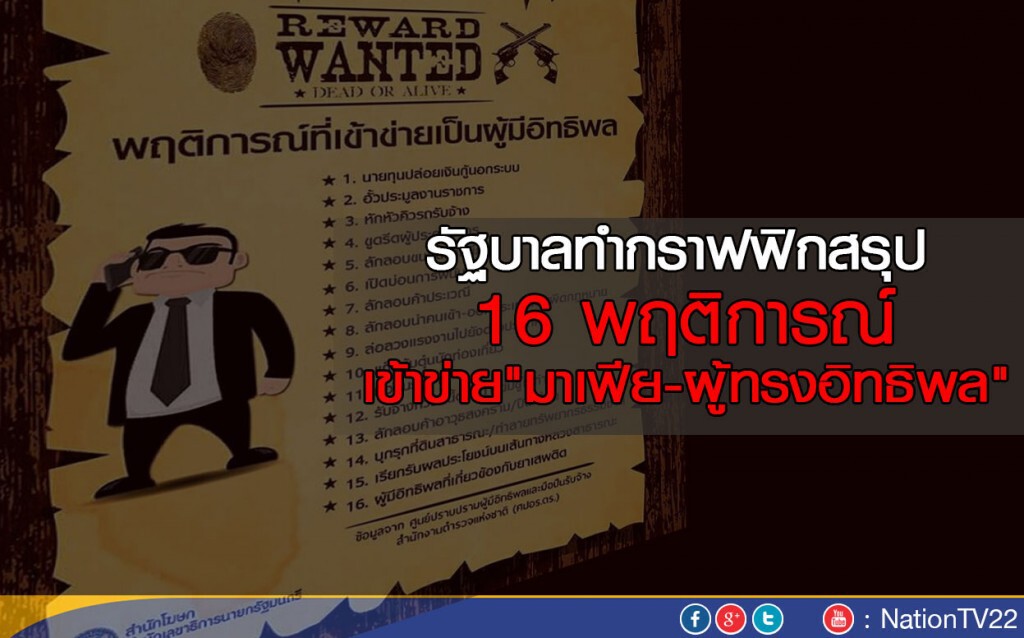 รัฐบาลทำกราฟฟิกสรุป 16 พฤติการณ์เข้าข่าย "มาเฟีย-ผู้ทรงอิทธิพล" รัฐบาลทำกราฟฟิกสรุป 16 พฤติการณ์เข้าข่าย "มาเฟีย-ผู้ทรงอิทธิพล"