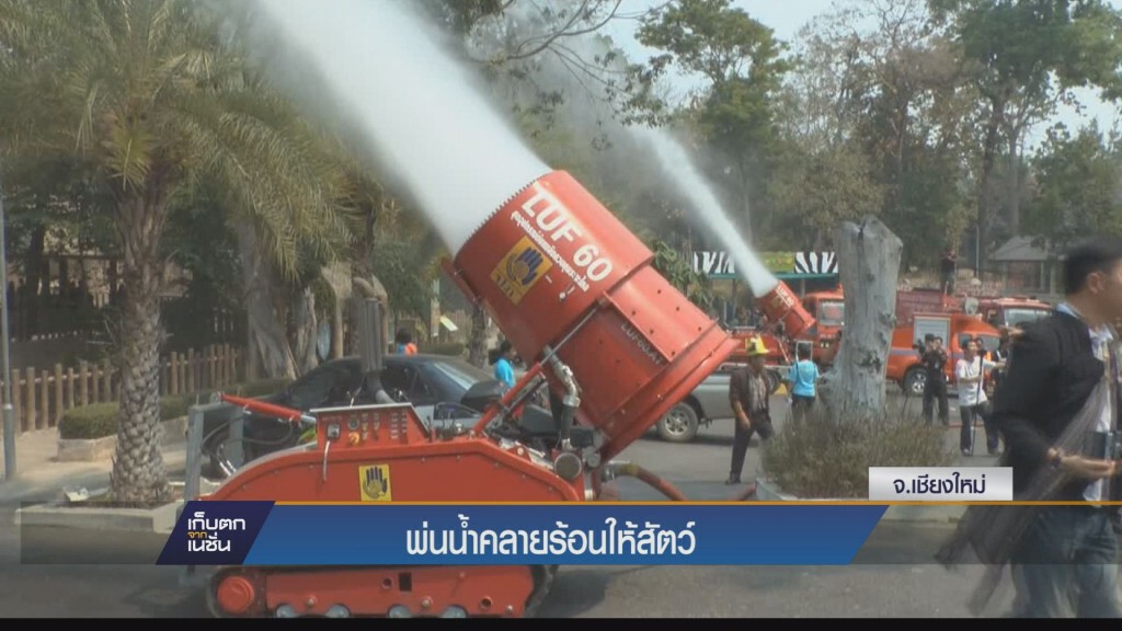 เก็บตกค่ำ - พ่นน้ำคลายร้อนให้สัตว์