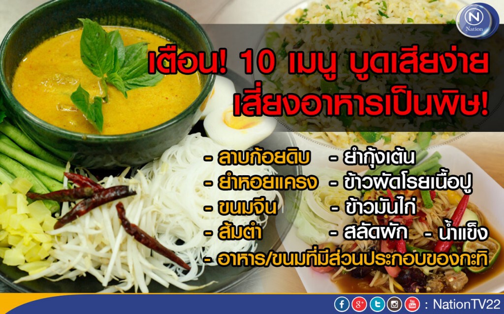 เตือน 10 เมนู บูดเสียง่าย ระวังอาหารเป็นพิษ เตือน 10 เมนู บูดเสียง่าย ระวังอาหารเป็นพิษ