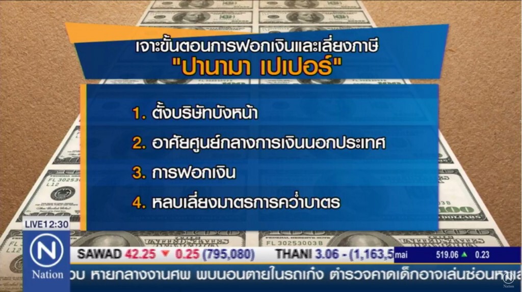 เจาะขั้นตอนการฟอกเงินและเลี่ยงภาษี "ปานามา เปเปอร์" เจาะขั้นตอนการฟอกเงินและเลี่ยงภาษี "ปานามา เปเปอร์"