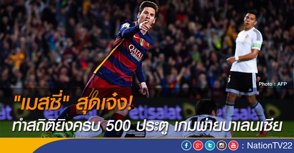 "เมสซี่" สุดเจ๋ง! ทำสถิติยิงครบ 500 ประตู เกมพ่ายบาเลนเซีย "เมสซี่" สุดเจ๋ง! ทำสถิติยิงครบ 500 ประตู เกมพ่ายบาเลนเซีย