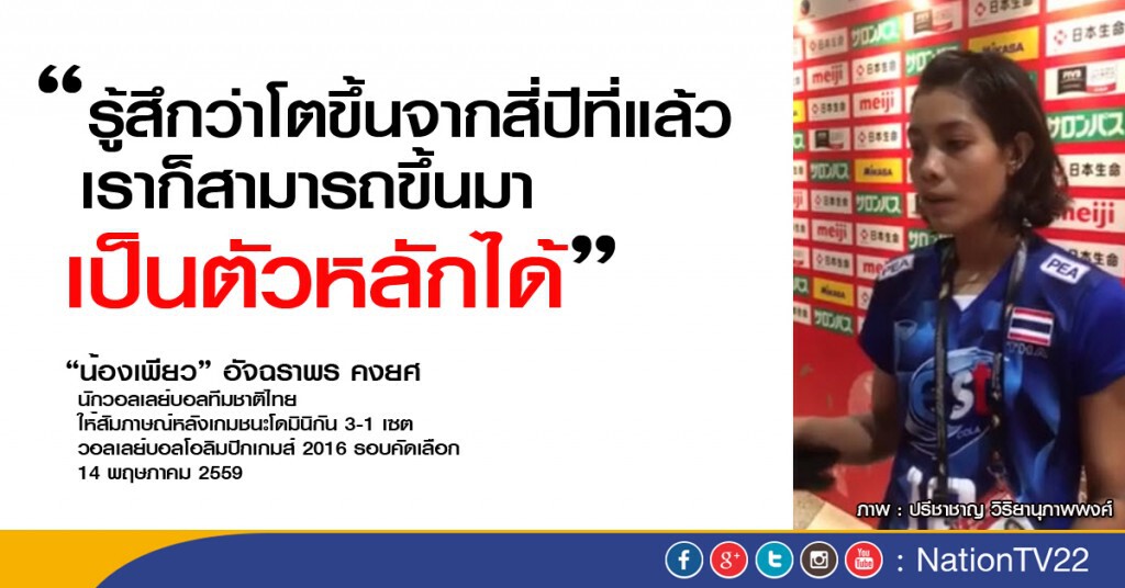 "เราก็สามารถขึ้นมาเป็นตัวหลักได้" น้องเพียว อัฉราพร คงยศ "เราก็สามารถขึ้นมาเป็นตัวหลักได้" น้องเพียว อัฉราพร คงยศ