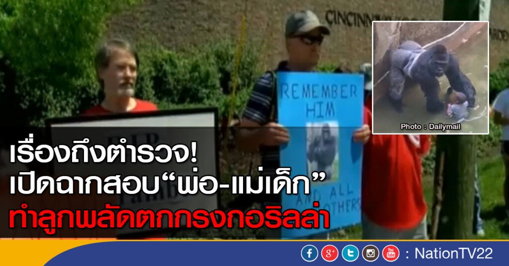 ตำรวจสหรัฐสอบ"พ่อ-แม่เด็ก" ทำลูกพลัดตกกรงกอริลล่า