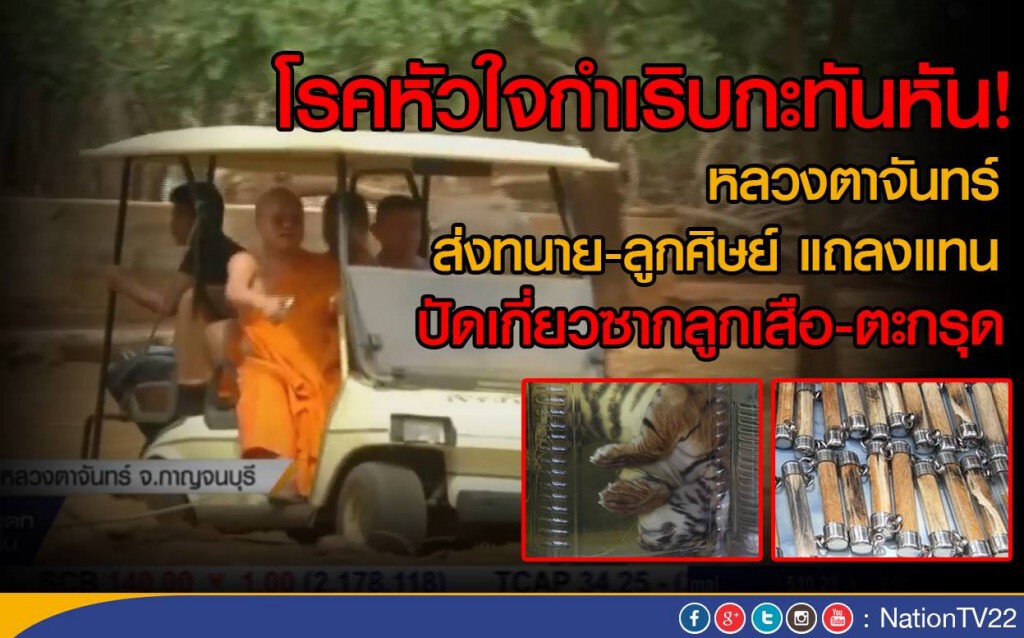 โรคหัวใจกำเริบกะทันหัน!
หลวงตาจันทร์ส่งทนาย-ลูกศิษย์ แถลงแทน
ปัดเกี่ยวซากลูกเสือ-ตะกรุด
