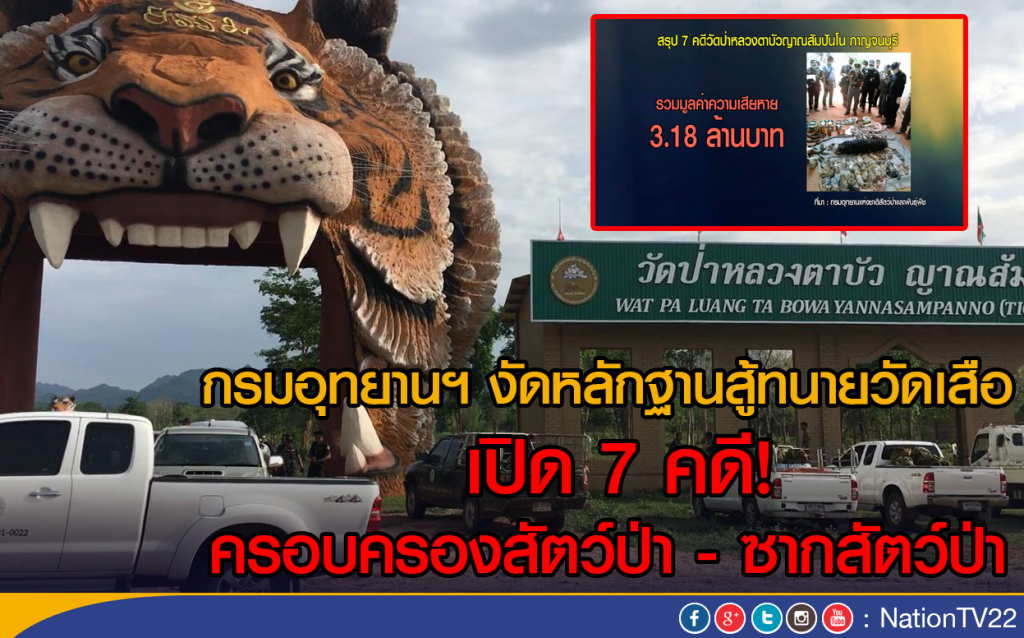 กรมอุทยานฯ งัดหลักฐานสู้ทนายวัดเสือ
เปิด 7 คดีครอบครองสัตว์ป่า- ซากสัตว์ป่า กรมอุทยานฯ งัดหลักฐานสู้ทนายวัดเสือ
เปิด 7 คดีครอบครองสัตว์ป่า- ซากสัตว์ป่า
