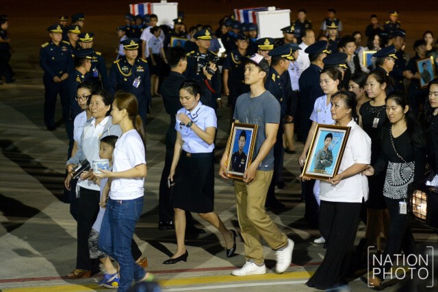 นำร่าง 3 ทหารกล้าถึงดอนเมืองแล้ว