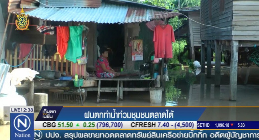 ฝนตกทำน้ำท่วมชุมชนตลาดใต้ ฝนตกทำน้ำท่วมชุมชนตลาดใต้