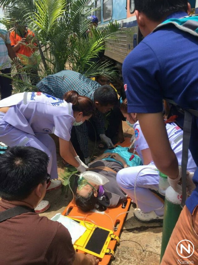 สาวใหญ่ คิดสั้น!
กระโดดให้รถไฟทับร่าง
โคนขาขาด 2 ข้าง อาการสาหัส