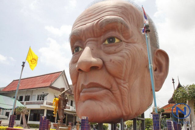 วัดบ้านโพธิ์แจง เศียร"หลวงปู่ทวด"กลางลานวัดถูกติงไม่เหมาะสม วอนสังคมดูเจตนา