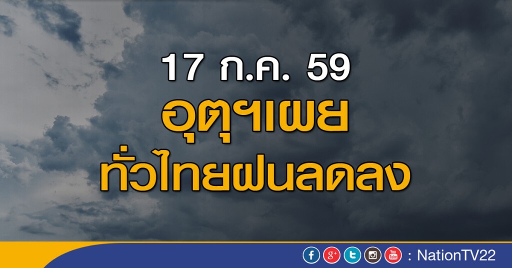 อุตุฯเผย ทั่วไทยฝนลดลง ภาคใต้คลื่นทะเล 1-2 เมตร