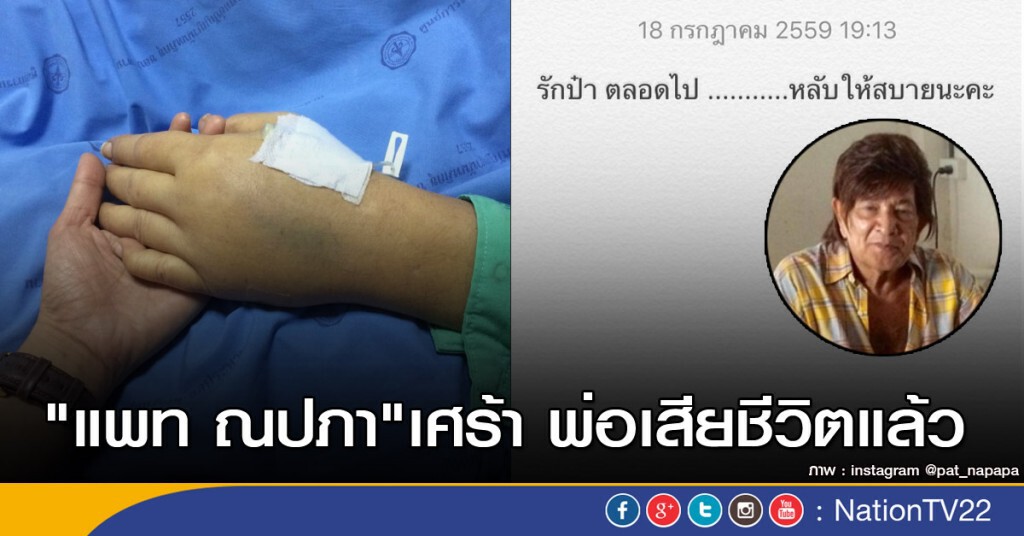 "แพท ณปภา"เศร้า พ่อเสียชีวิตแล้ว "แพท ณปภา"เศร้า พ่อเสียชีวิตแล้ว
