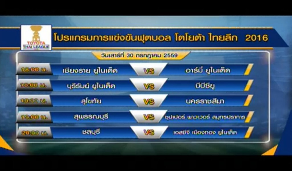 โปรเเกรมฟุตบอล ไทยลีก โปรเเกรมฟุตบอล ไทยลีก