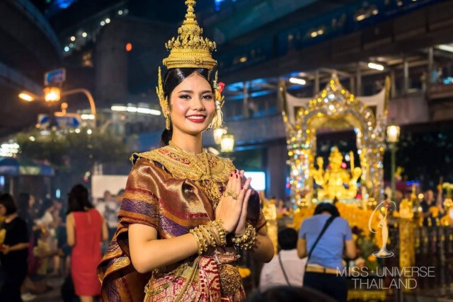 "น้ำตาล" ชลิตา รำแก้บนถวายท้าวมหาพรหม หลังคว้ามงกุฎ  Miss Universe Thailand 2016