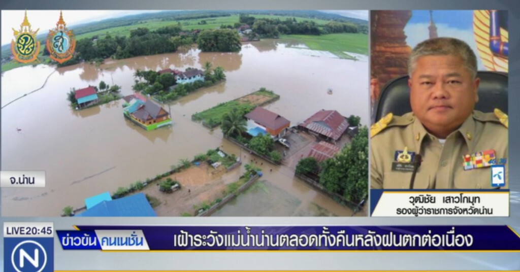 เฝ้าระวังแม่น้ำน่านตลอดคืน หลังฝนตกต่อเนื่อง เฝ้าระวังแม่น้ำน่านตลอดคืน หลังฝนตกต่อเนื่อง