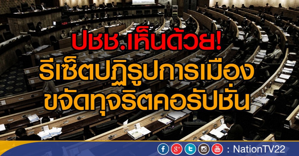 ปชช.เห็นด้วย!
รีเซ็ตปฏิรูปการเมือง
ขจัดทุจริตคอรัปชั่น ปชช.เห็นด้วย!
รีเซ็ตปฏิรูปการเมือง
ขจัดทุจริตคอรัปชั่น