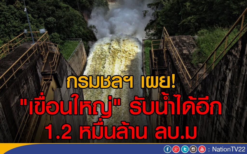 กรมชลฯเผย! "เขื่อนใหญ่" รับน้ำได้อีก 1.2 หมื่นล้าน ลบ.ม" กรมชลฯเผย! "เขื่อนใหญ่" รับน้ำได้อีก 1.2 หมื่นล้าน ลบ.ม"