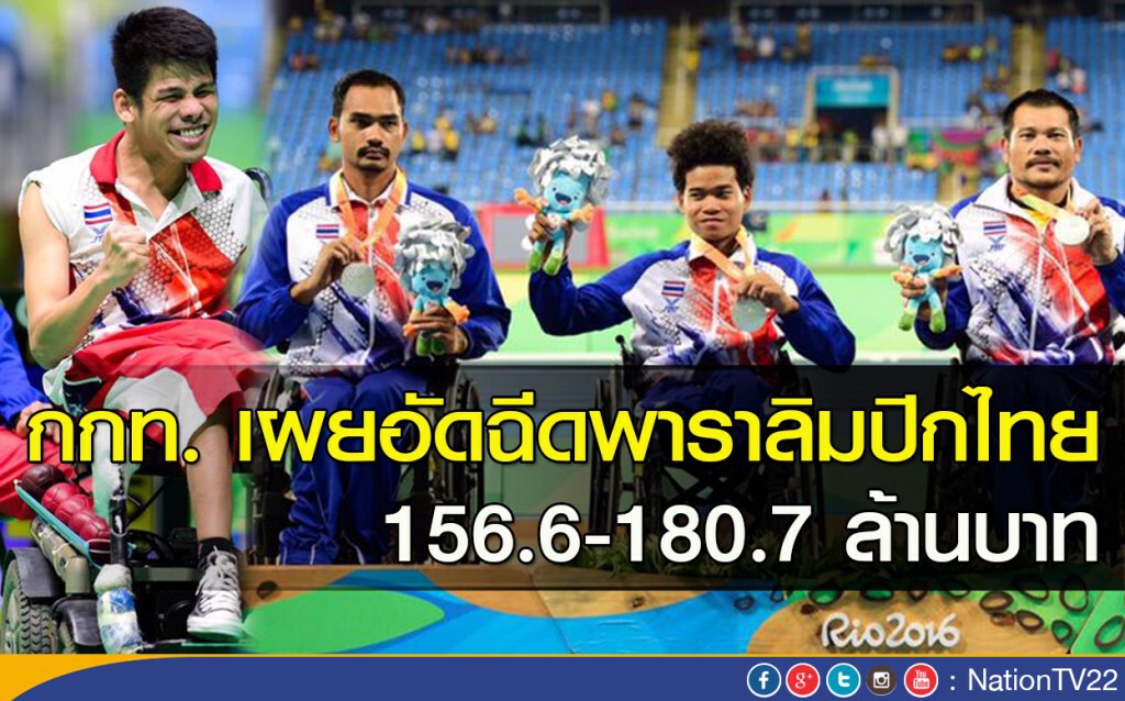 กกท. เผยอัดฉีดพาราลิมปิกไทย 156.6-180.7 ล้านบาท กกท. เผยอัดฉีดพาราลิมปิกไทย 156.6-180.7 ล้านบาท