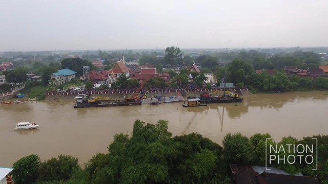กู้เรือล่มอยุธยา เครนยกหัว-ท้าย