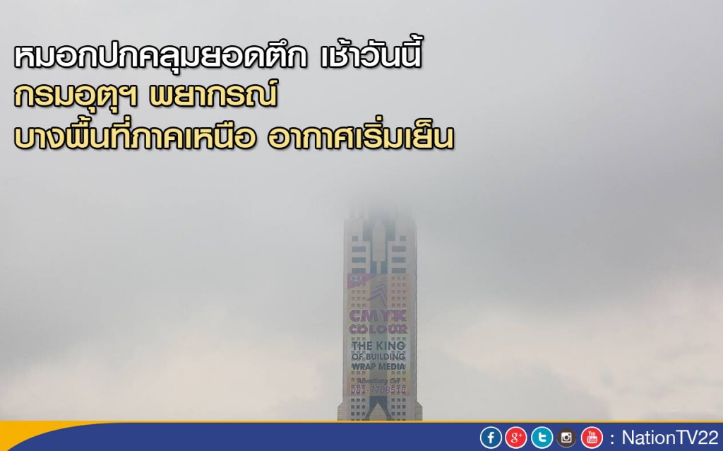 หมอกปกคลุมยอดตึก เช้าวันนี้ กรมอุตุฯ พยากรณ์ บางพื้นที่ภาคเหนือ อากาศเริ่มเย็น หมอกปกคลุมยอดตึก เช้าวันนี้ กรมอุตุฯ พยากรณ์ บางพื้นที่ภาคเหนือ อากาศเริ่มเย็น